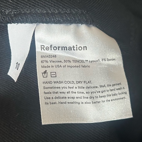 Reformation Sera Pants Black Back Zipper Form Fitting Straight Leg Size 10 - Picture 7 of 7